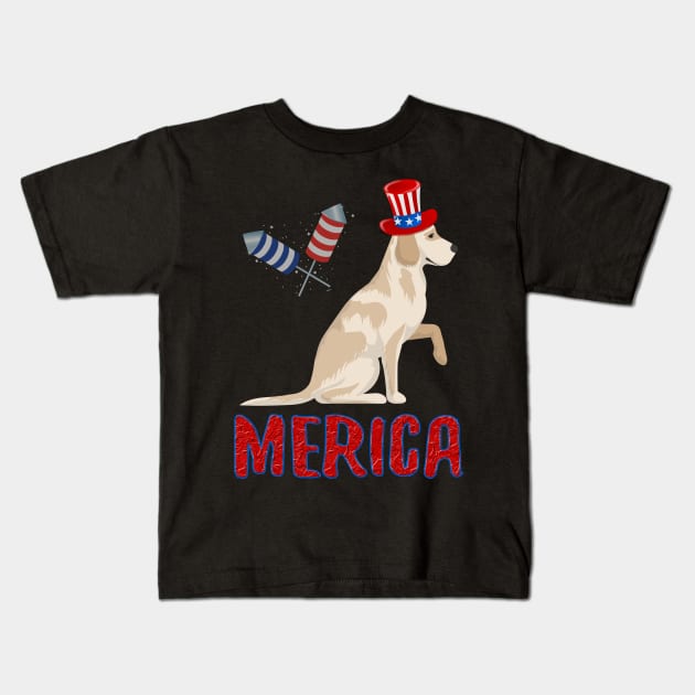 labrador retriever Merica 4th of July T shirt Kids Dog Puppy Kids T-Shirt by Trendy_Designs